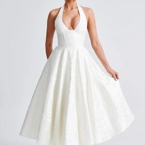Elegant White Halter Dress